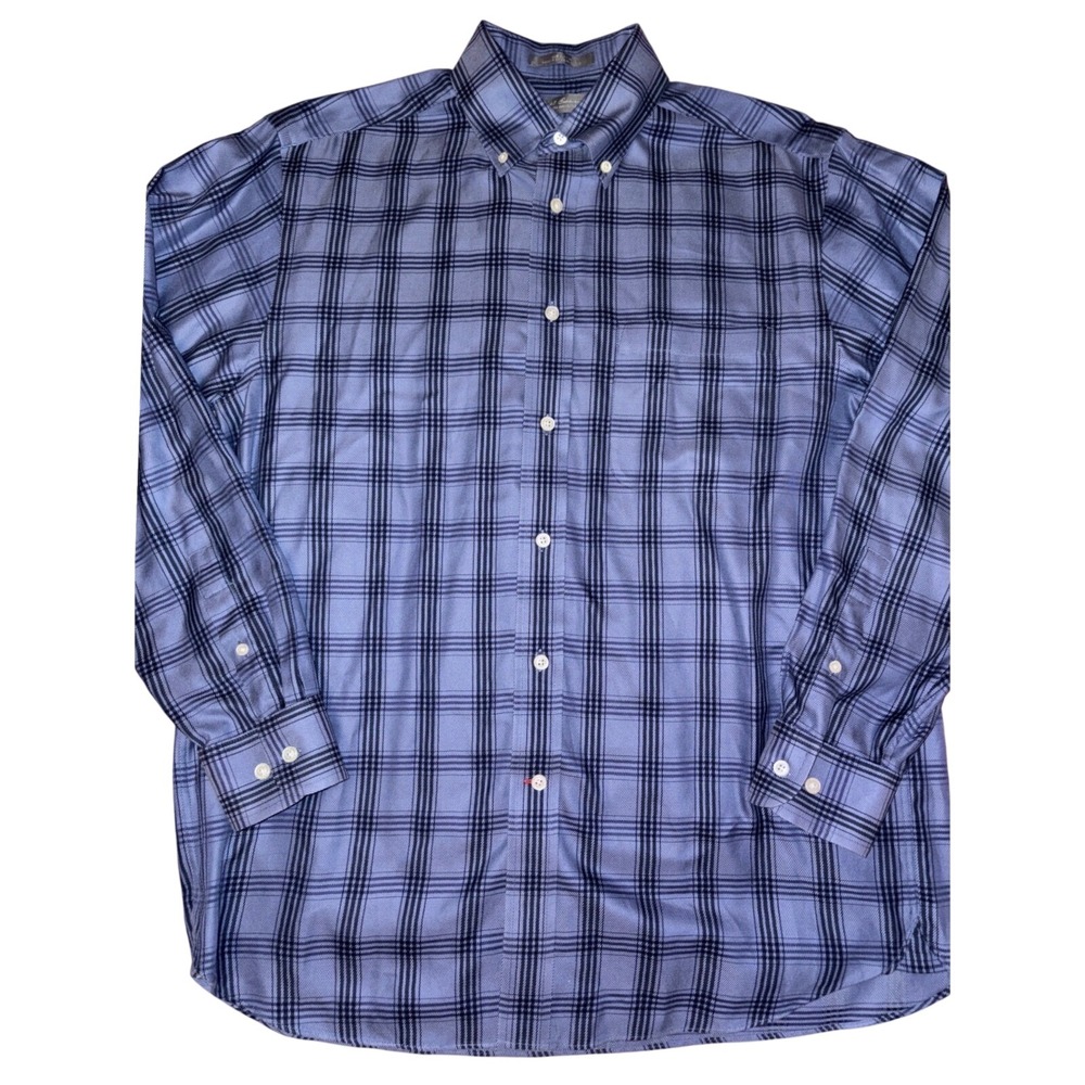Daniel Cremieux Men Blue Plaid Button Down‎ Shirt Long Sleeve Egyptian Cotton, M